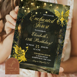 Invitación Chica de cumpleaños de hadas forestales encantadas