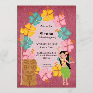 Invitación Chica de cumpleaños de Hawái