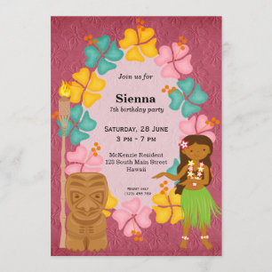 Invitación Chica de cumpleaños de Hawái