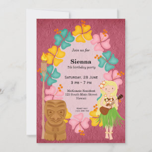 Invitación Chica de cumpleaños de Hawái