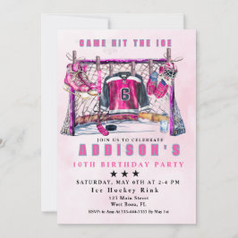 Invitación Chica de cumpleaños de hockey sobre hielo