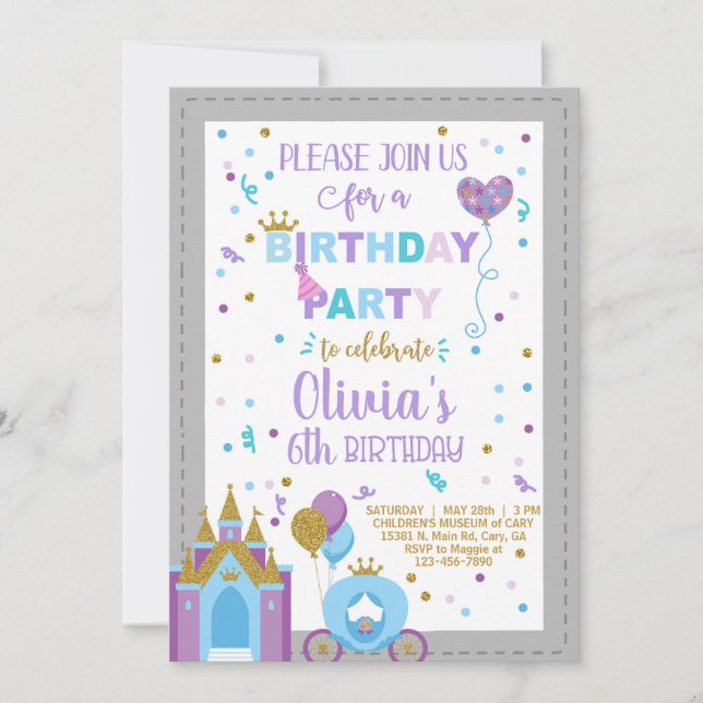 Invitación Chica de cumpleaños de la celebración de la Prince (Anverso)