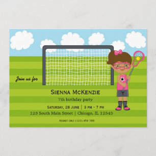 Invitación Chica de cumpleaños de Lacrosse