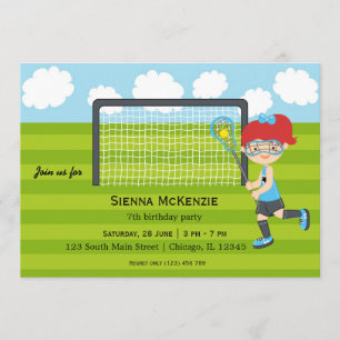 Invitación Chica de cumpleaños de Lacrosse