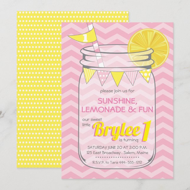 Invitación Chica de cumpleaños de Lemonade (Anverso / Reverso)
