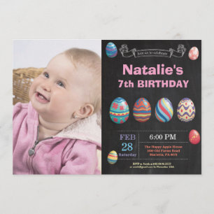 Invitación Chica de cumpleaños de Pascua Foto de Huevo de Pas