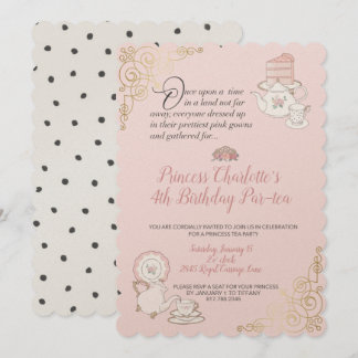 Invitación Chica de cumpleaños de Princesa Fiesta de té