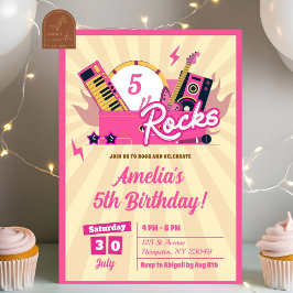 Invitación Chica de cumpleaños de Rocas Rosadas
