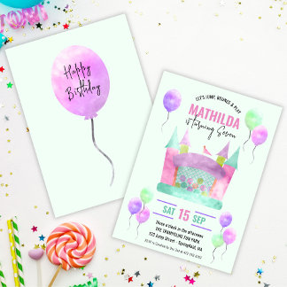 Invitación Chica de cumpleaños de salto de casa de Bonza Tram