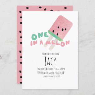 Invitación Chica de cumpleaños de sandía / uno en Fiesta de m