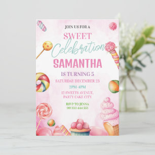 Invitación Chica de cumpleaños de Sweet Candy