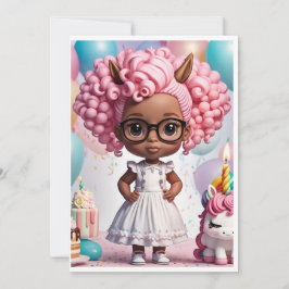 Invitación Chica de cumpleaños de Unicorn