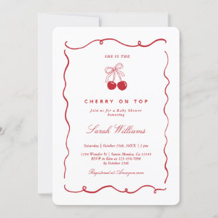 Invitación Chica de Cumpleaños de Whimsical Cherry on Top