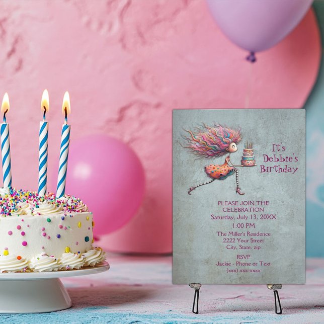 Invitación Chica de cumpleaños divertido y extravagante (Subido por el creador)