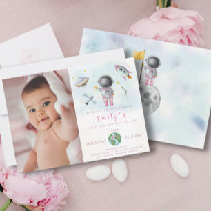 Invitación Chica de cumpleaños espacial Fiesta astronauta de