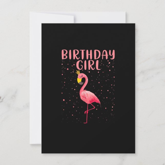 Invitación Chica de cumpleaños - Funny Flamingo Lover Princes (Anverso)