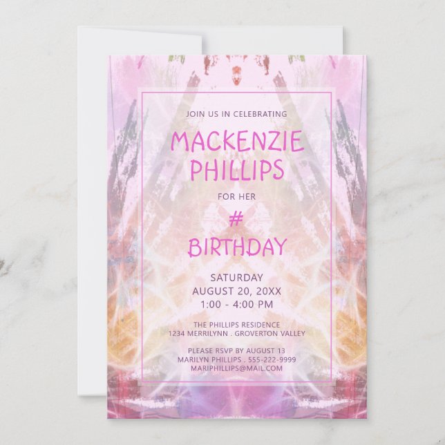 Invitación Chica de cumpleaños Pink Purple Fun (Anverso)