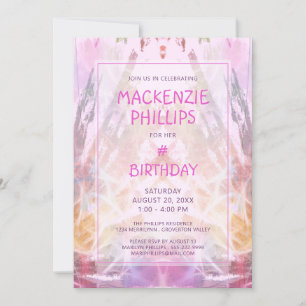 Invitación Chica de cumpleaños Pink Purple Fun