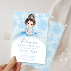 Invitación Chica de cumpleaños real Princesa Azul