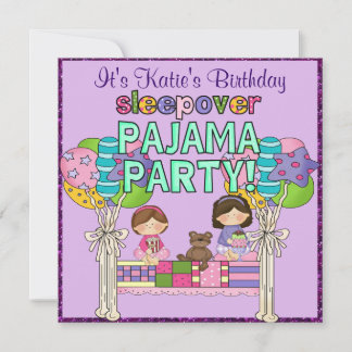 Invitación Chica de cumpleaños Sleepover Pajama Fiesta