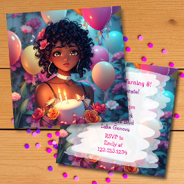Invitación Chica de cumpleaños temática de Anime personalizad