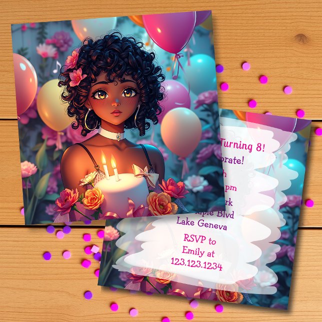 Invitación Chica de cumpleaños temática de Anime personalizad (Subido por el creador)
