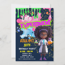 Invitación Chica de Curly-Haired Científico divertido cumplea