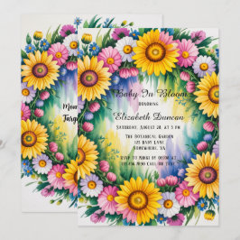 Invitación Chica de Daisies y Flores Silvestres Baby Shower