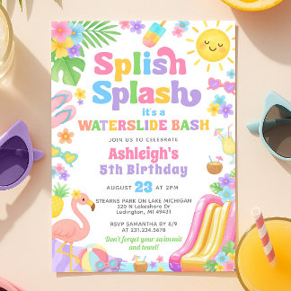 Invitación Chica de deslizamiento de agua de verano fiesta de