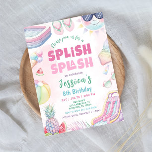 Invitación Chica de deslizamiento de agua de verano fiesta de