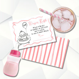 Invitación Chica de Diaper Raffle dibujado mano