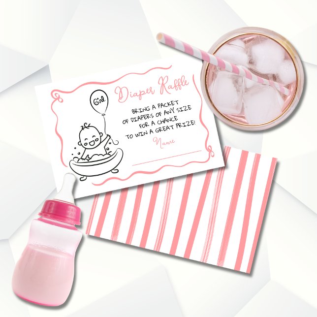 Invitación Chica de Diaper Raffle dibujado mano (Subido por el creador)