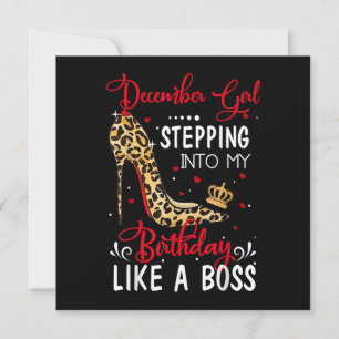 Invitación Chica de diciembre entrando a mi cumpleaños como u