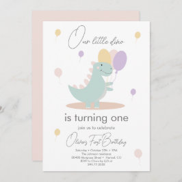 Invitación Chica de dinosaurios Pink Blue Lila Birday Party