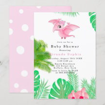 Chica de dinosaurios rosados tropicales Baby Showe