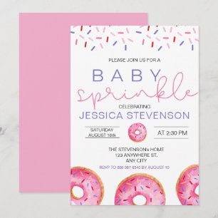 Invitación Chica de donas de acuarela Baño de Sprinkle bebé