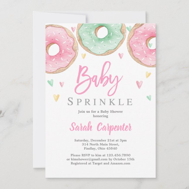 Invitación chica de Donuts Baby Shower (Anverso)