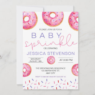 Invitación Chica de donuts de acuarela Baño de Sprinkle bebé