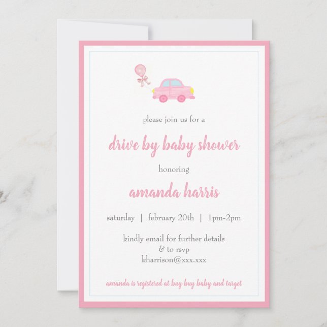 Invitación chica de ducha de bebé (Anverso)