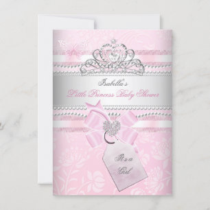 Invitación Chica de ducha de bebé bonita princesa mariposa co