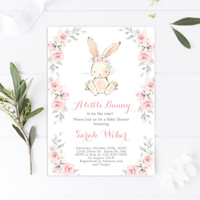 Invitación Chica de ducha de bebé conejo (Subido por el creador)
