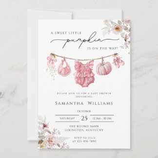 Invitación Chica de ducha de bebé de calabaza rosa, Calabacit