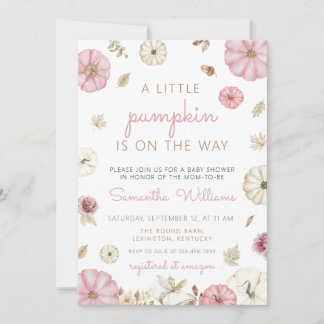 Invitación Chica de ducha de bebé de calabaza rosa, Calabacit