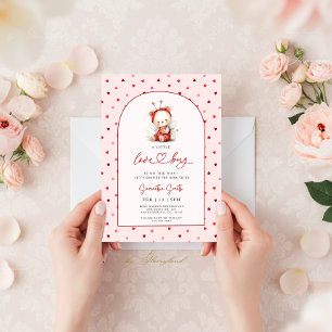 Invitación Chica de ducha de bebé mariquita rosa