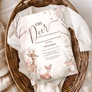 Invitación Chica de ducha de bebé Oh Ciervo del Bosque