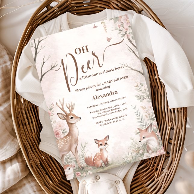 Invitación Chica de ducha de bebé Oh Ciervo del Bosque (Subido por el creador)