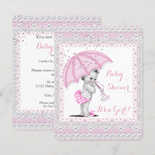 Invitación Chica de ducha de bebé vintage Paraguas de Sprinkl
