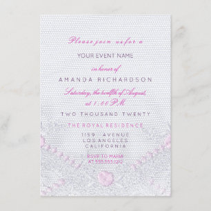 Invitación Chica de ducha de Recién nacido blanco rosa Lace