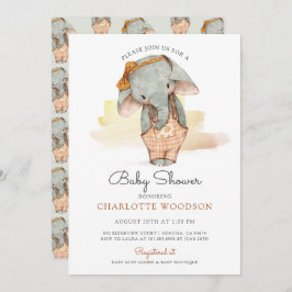 Invitación Chica de elefante cutáneo de agua Baby Shower
