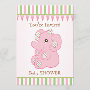 Invitación chica de elefante rosa dulce Baby Shower invitació